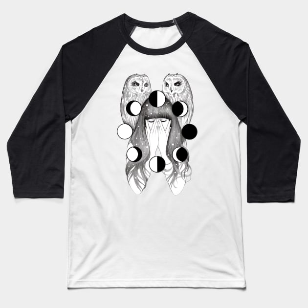 Moon Spells Baseball T-Shirt by andreahrnjak